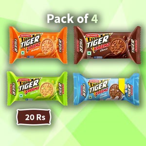பிரிட்டானியா  டைகர் கிரீம்ஸ்  (4 பேக் )   - 20 Rs || Britannia Tiger Kreemz (Pack of 4) - 20rs