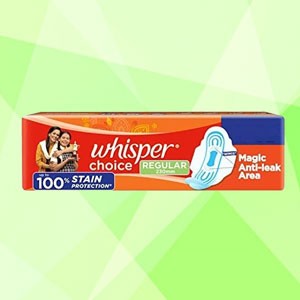 Whisper Choice Sanitary Pads for Women, Regular, 6 Napkins (Pack of 1)